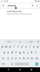 Step 3: Search Install Unknown Apps and click on Install Unknown Apps